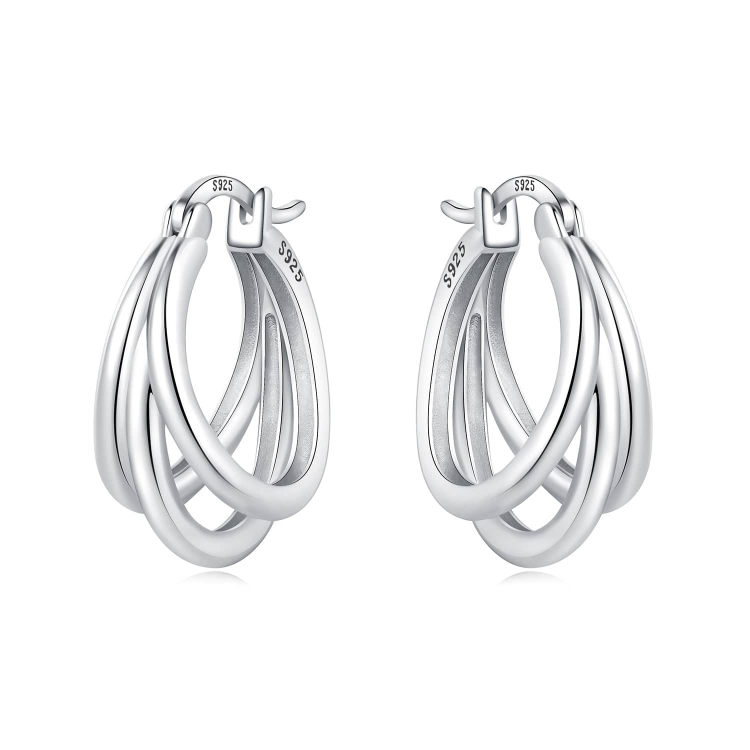 Pangama Jewelry Triple Loop Classic Hoop Earrings