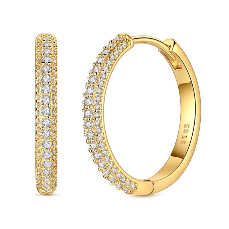 Pangama Jewelry Triple Row Sparkling Gold Hoop Earrings