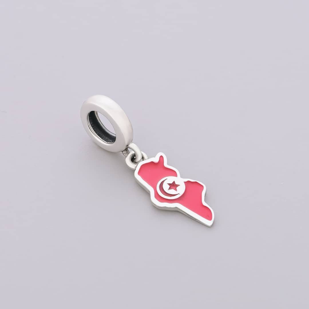 Pangama Jewelry Tunisia Map Flag Dangle Charm