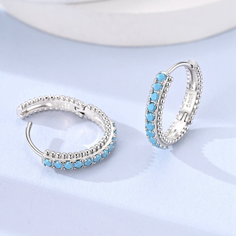 Pangama Jewelry Turquoise Beaded Hoop Earrings