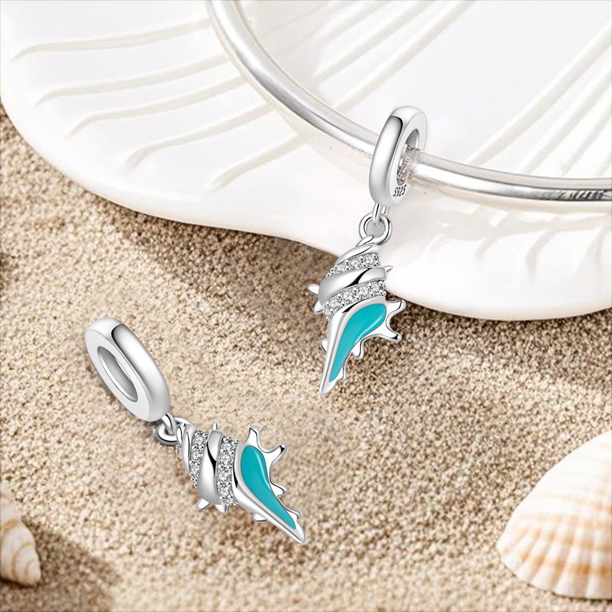 Pangama Jewelry Turquoise Conch Shell Dangle Charm