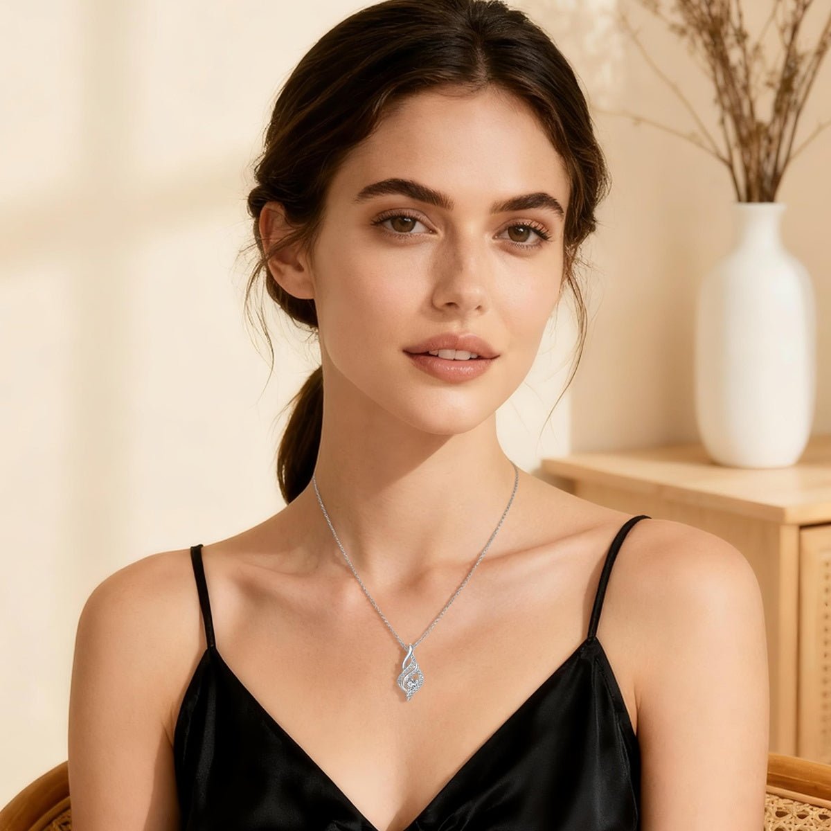 Pangama Jewelry Twisted Flame Pavé Pendant Necklace