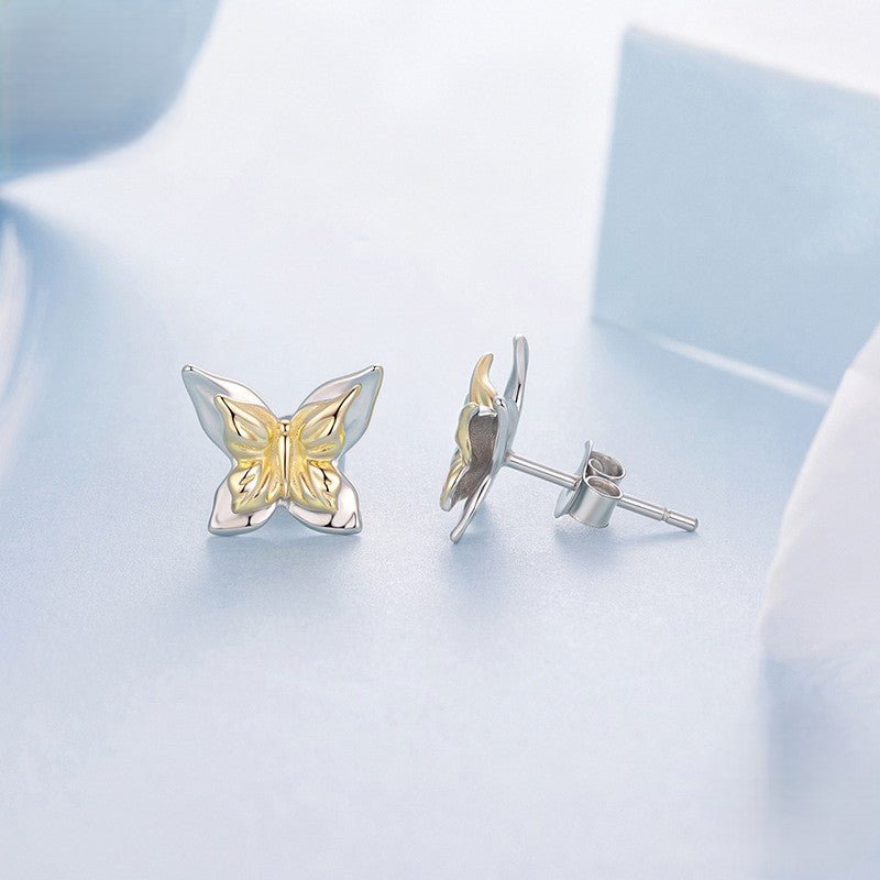 Pangama Jewelry Two - Tone Butterfly Stud Earrings
