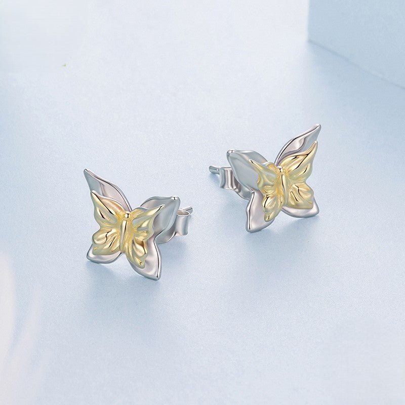 Pangama Jewelry Two - Tone Butterfly Stud Earrings