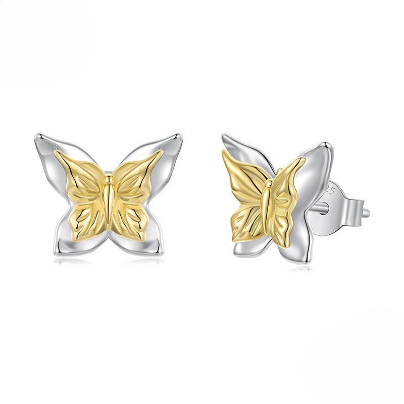 Pangama Jewelry Two - Tone Butterfly Stud Earrings