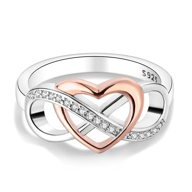 Pangama Jewelry Two - Tone Heart Knot S925 Sterling Silver Ring