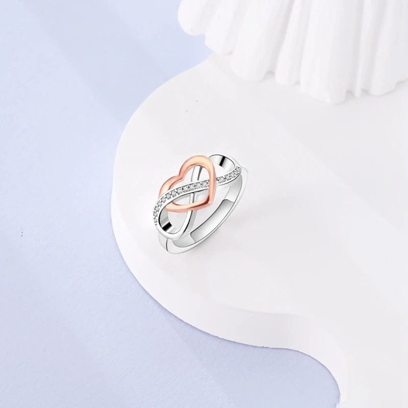 Pangama Jewelry Two - Tone Heart Knot S925 Sterling Silver Ring