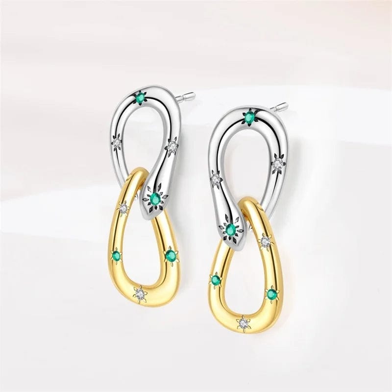 Pangama Jewelry Two - Tone Linked Hoop Earrings