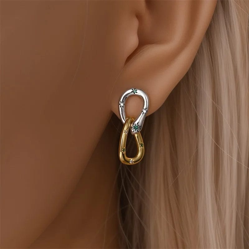 Pangama Jewelry Two - Tone Linked Hoop Earrings