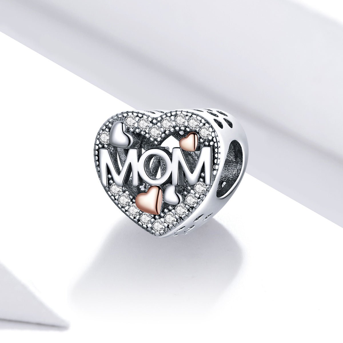 Pangama Jewelry Two - tone Openwork Mom & Heart Charm
