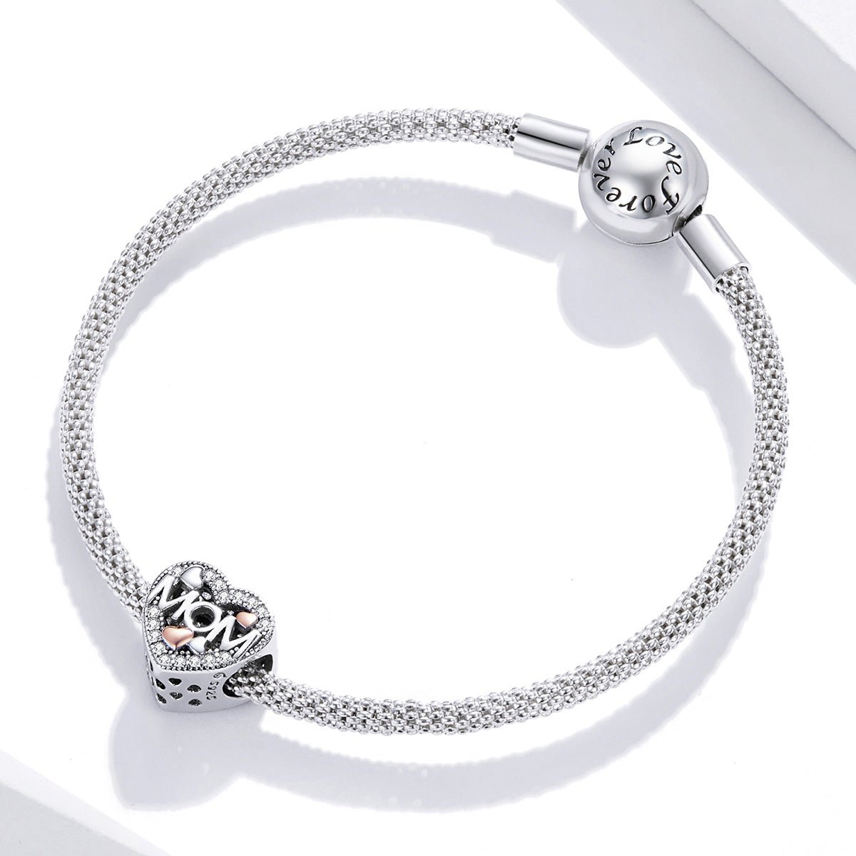 Pangama Jewelry Two - tone Openwork Mom & Heart Charm