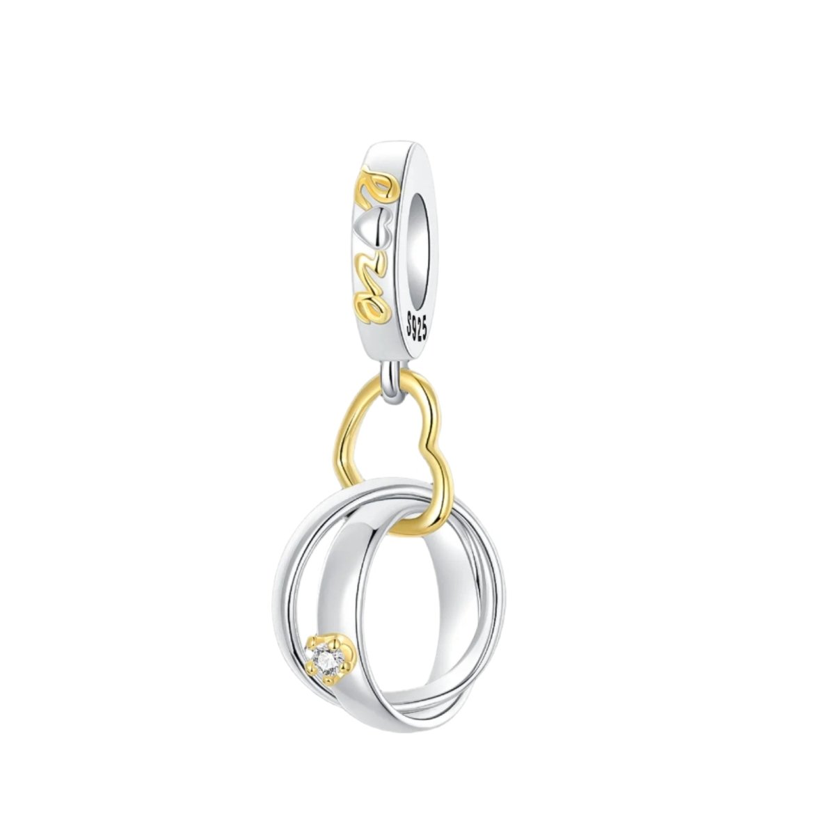 Pangama Jewelry Two - tone Wedding Rings Dangle Charm