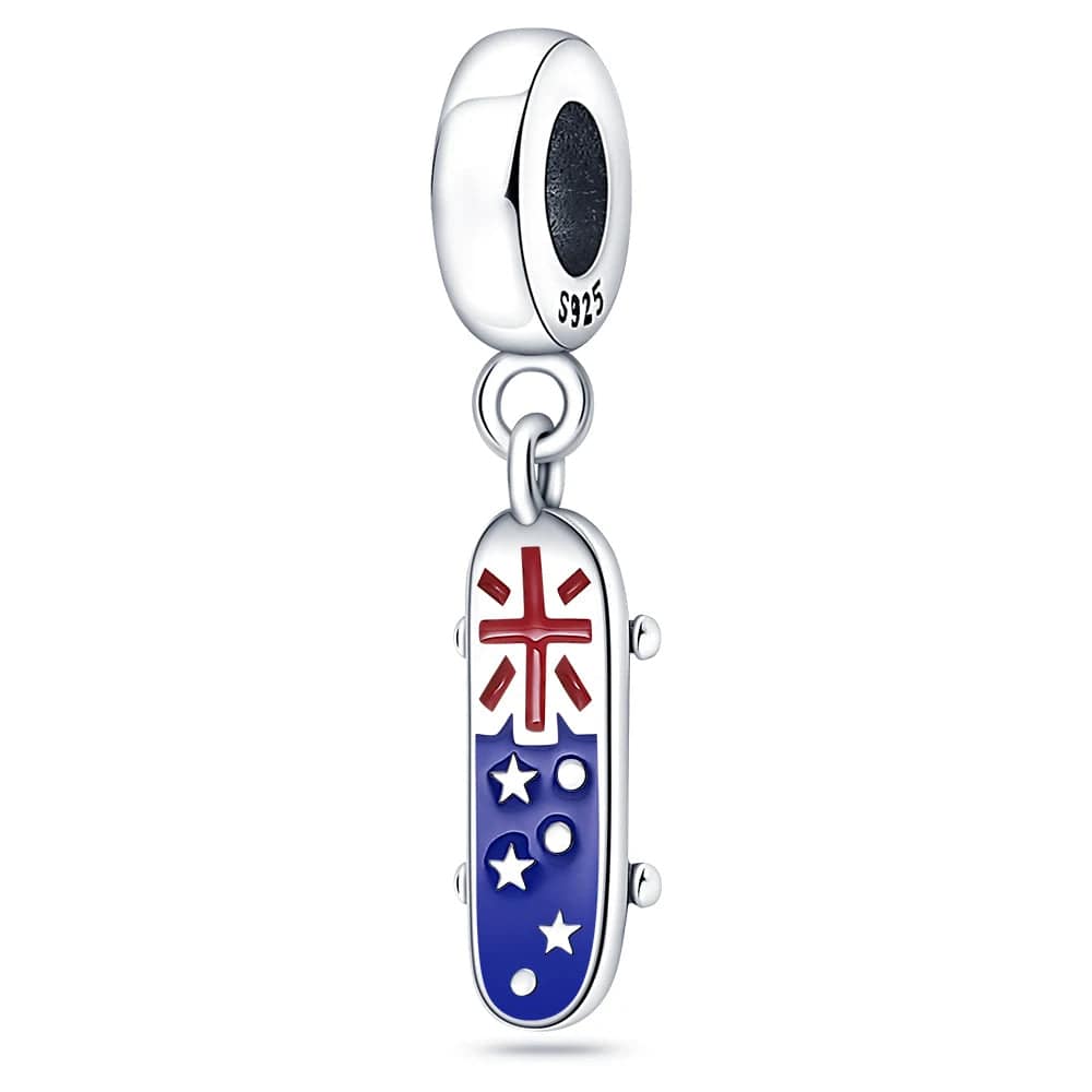 Pangama Jewelry United Kingdom Flag Patriotic Skateboard Dangle Charm