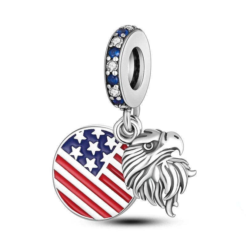 Pangama Jewelry USA Flag Eagle Dangle Charm