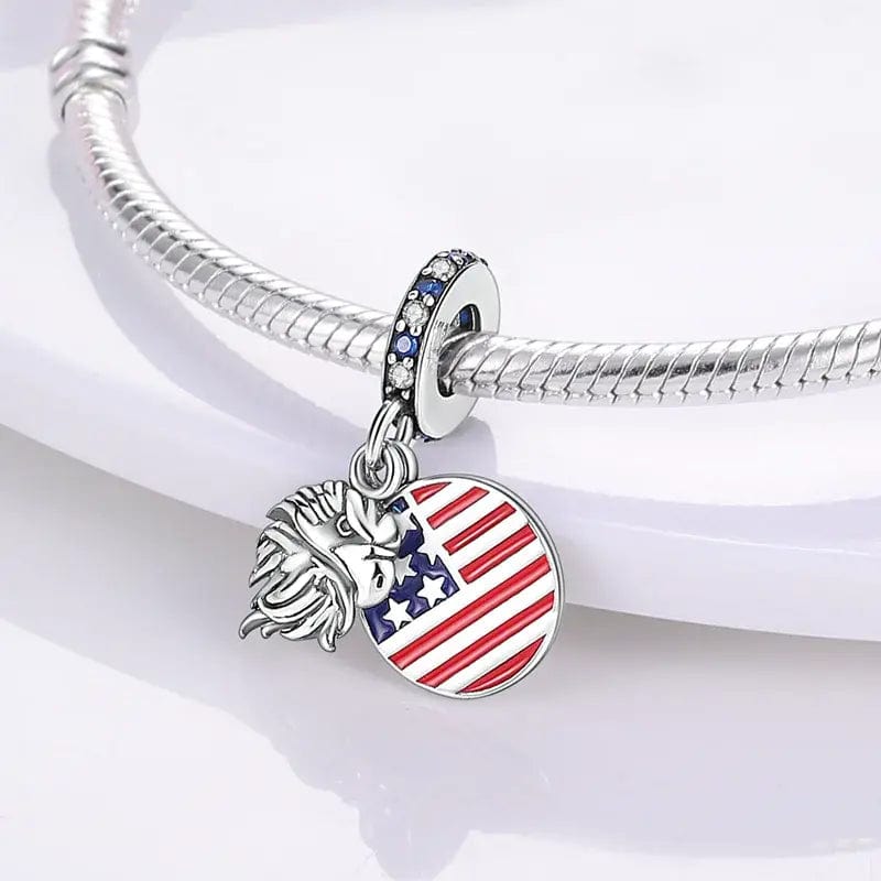 Pangama Jewelry USA Flag Eagle Dangle Charm