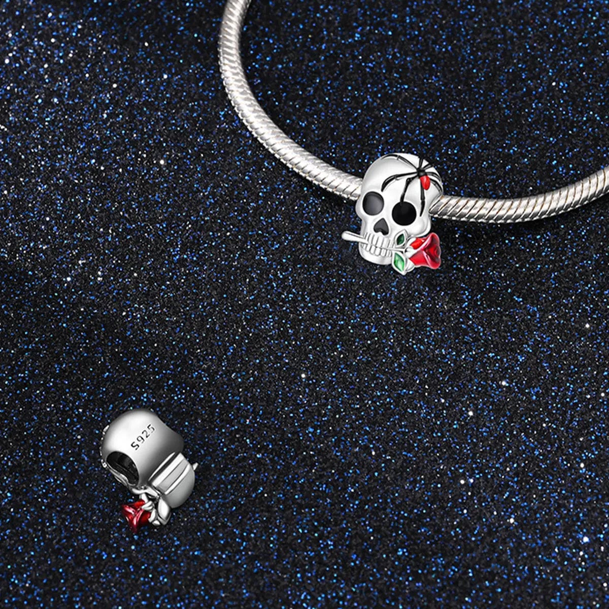 Pangama Jewelry Venomous Rose Skull Charm