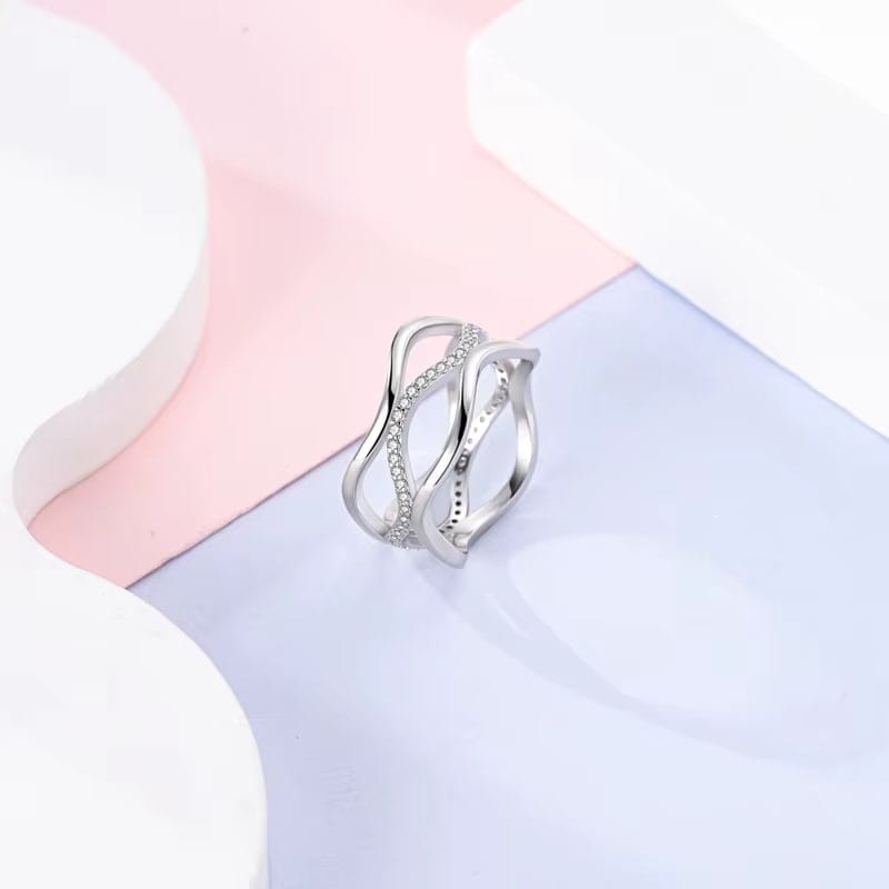 Pangama Jewelry Wave Shaped Silver Ring