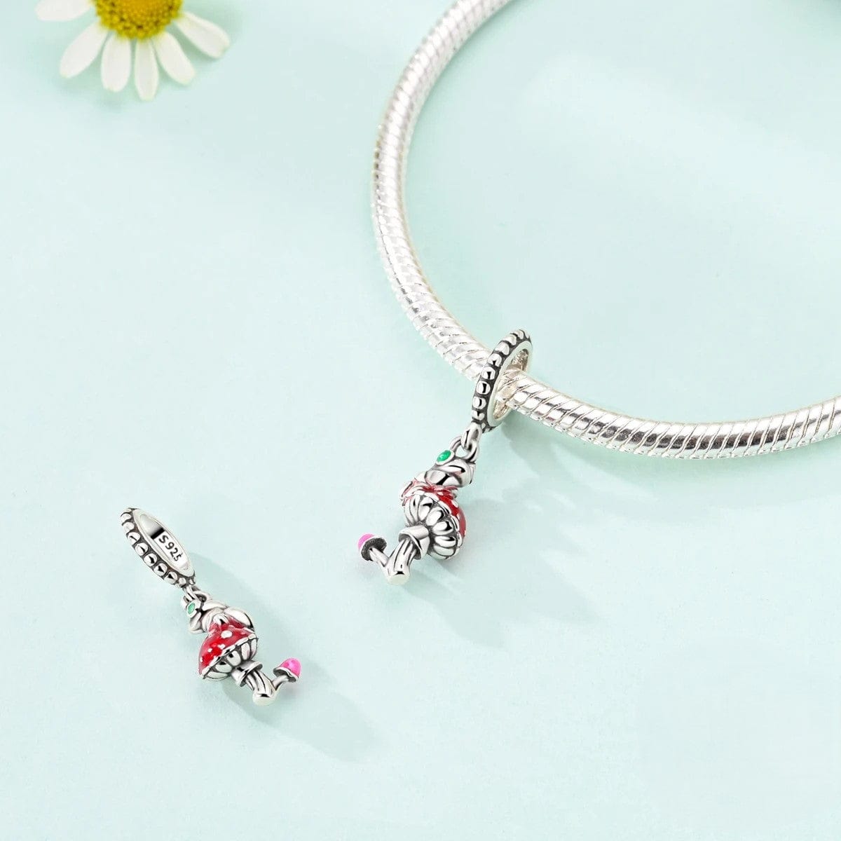 Pangama Jewelry Whimsical Frog on Enchanted Mushroom Dangle Charm