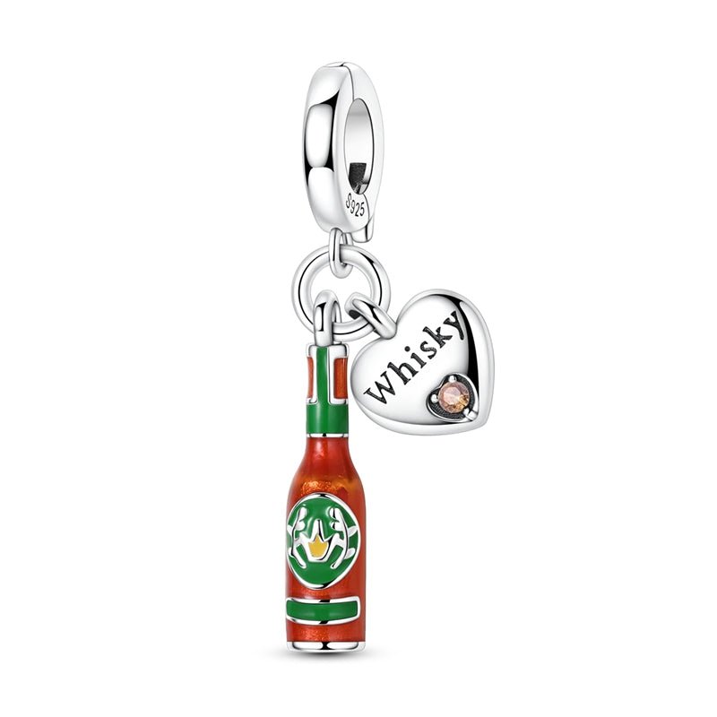 Pangama Jewelry Whisky Bottle & Heart “Whisky Lover” Dangle Charm