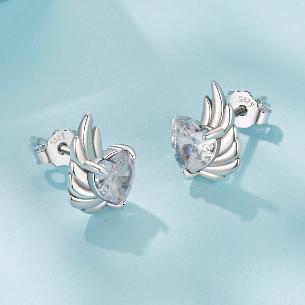 Pangama Jewelry Winged Heart Sparkle Stud Earrings