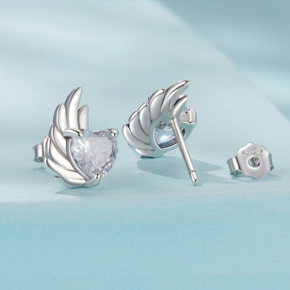 Pangama Jewelry Winged Heart Sparkle Stud Earrings