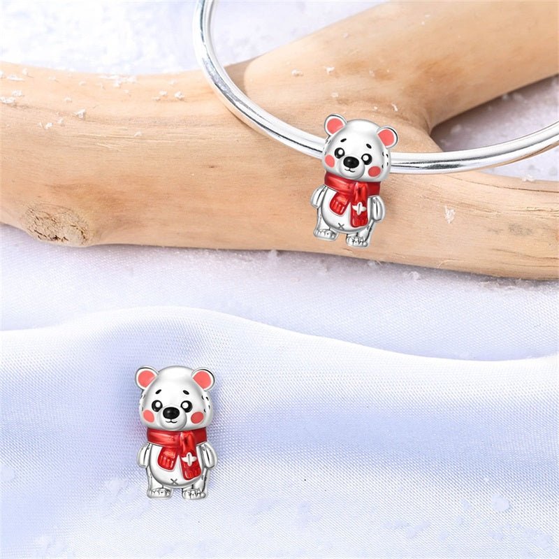 Pangama Jewelry Winter Bear with Red Scarf Charm