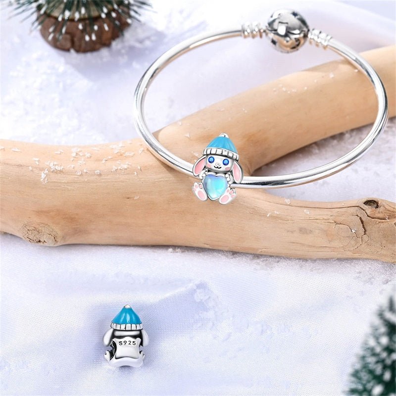 Pangama Jewelry Winter Bunny with Blue Heart Charm