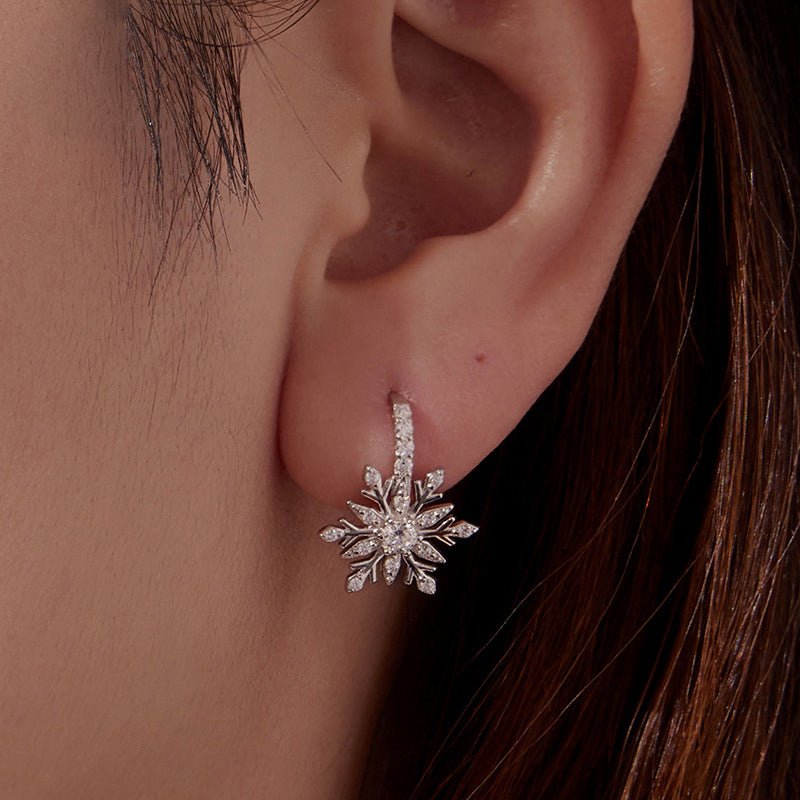 Pangama Jewelry Winter Crystal Snowflake Hoop Earrings