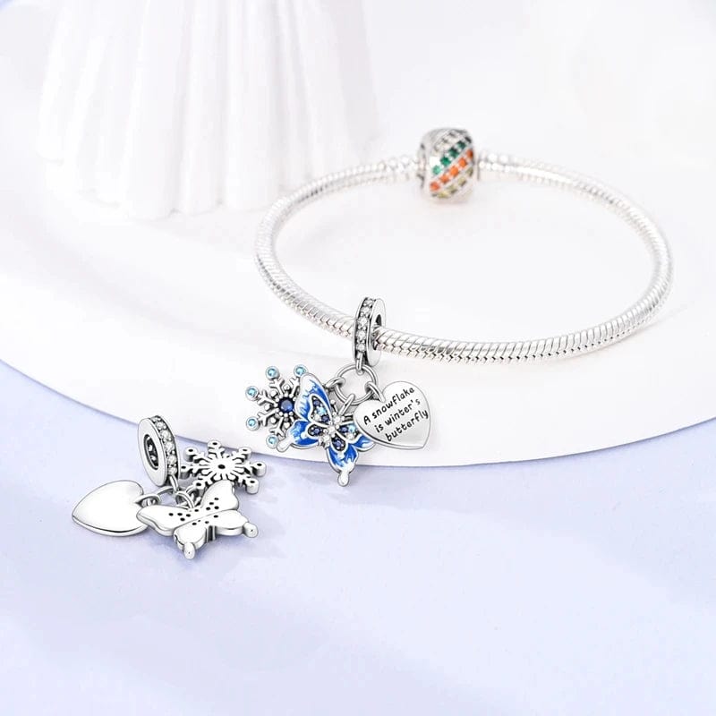 Pangama Jewelry Winter Snowflake Butterfly Dangle Charm