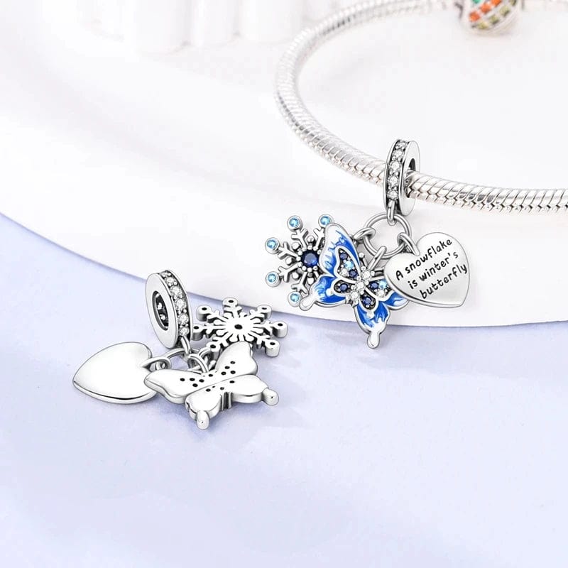 Pangama Jewelry Winter Snowflake Butterfly Dangle Charm