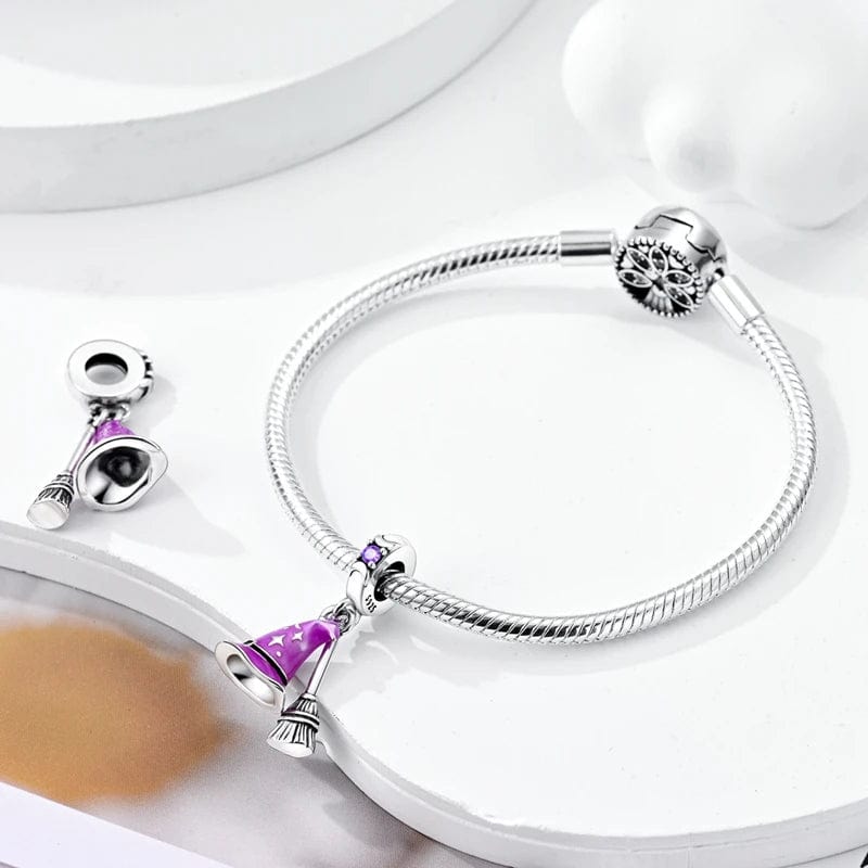 Pangama Jewelry Witch Hat and Broom Dangle Charm