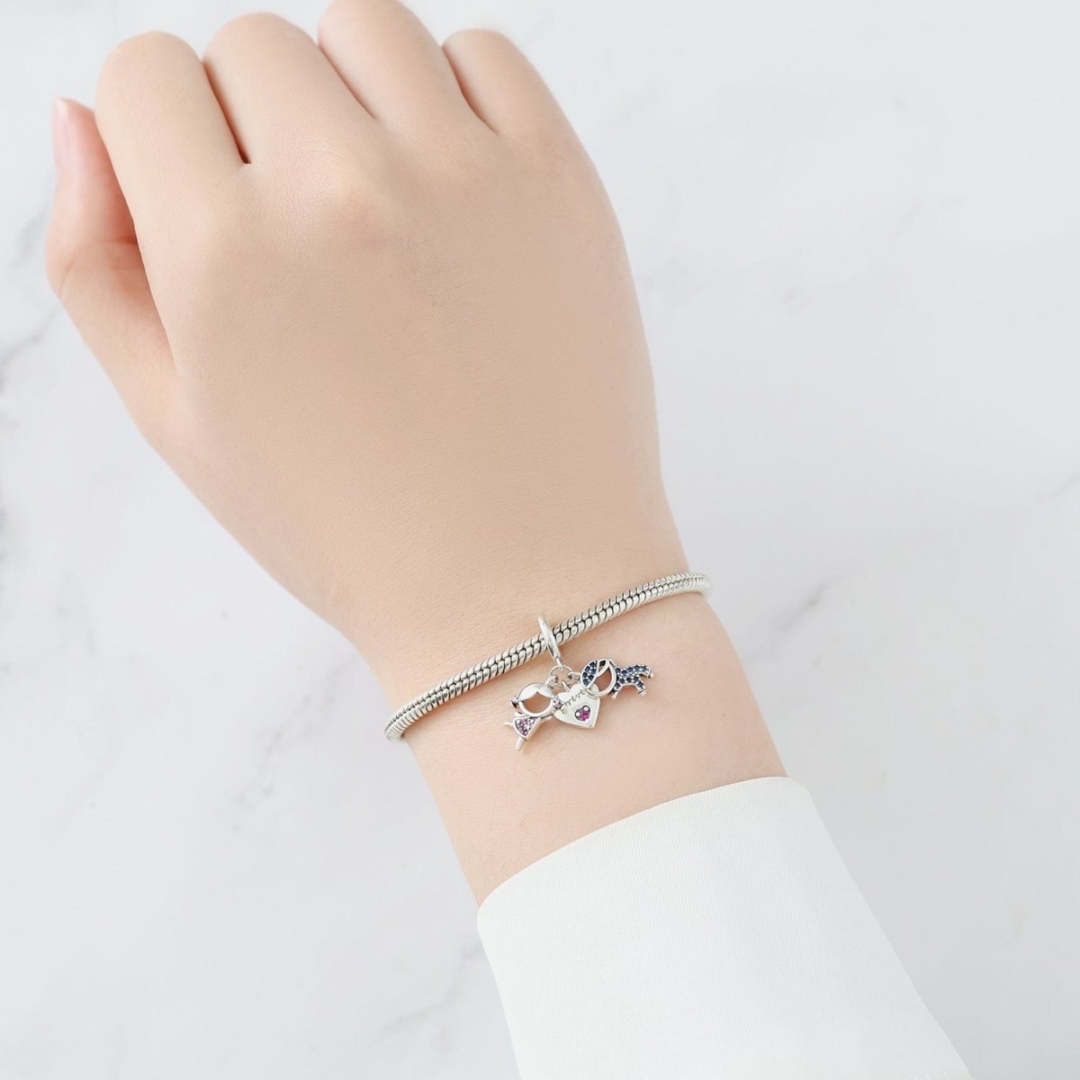 Pangama Jewelry Women & Men Forever Heart Triple Dangle Charm