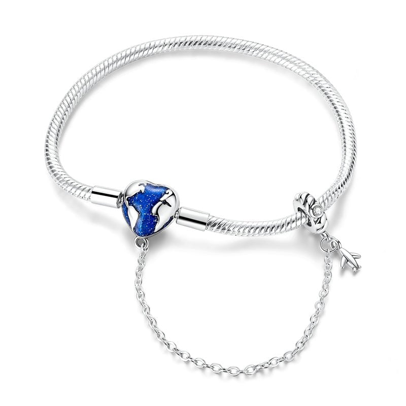 Pangama Jewelry World Map & Airplane Safety Chain Bracelet
