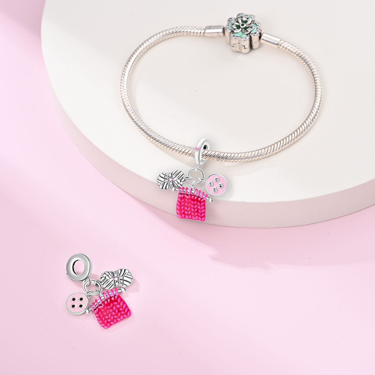 Pangama Jewelry Yarn, Knitted Fabric, & Button Charm