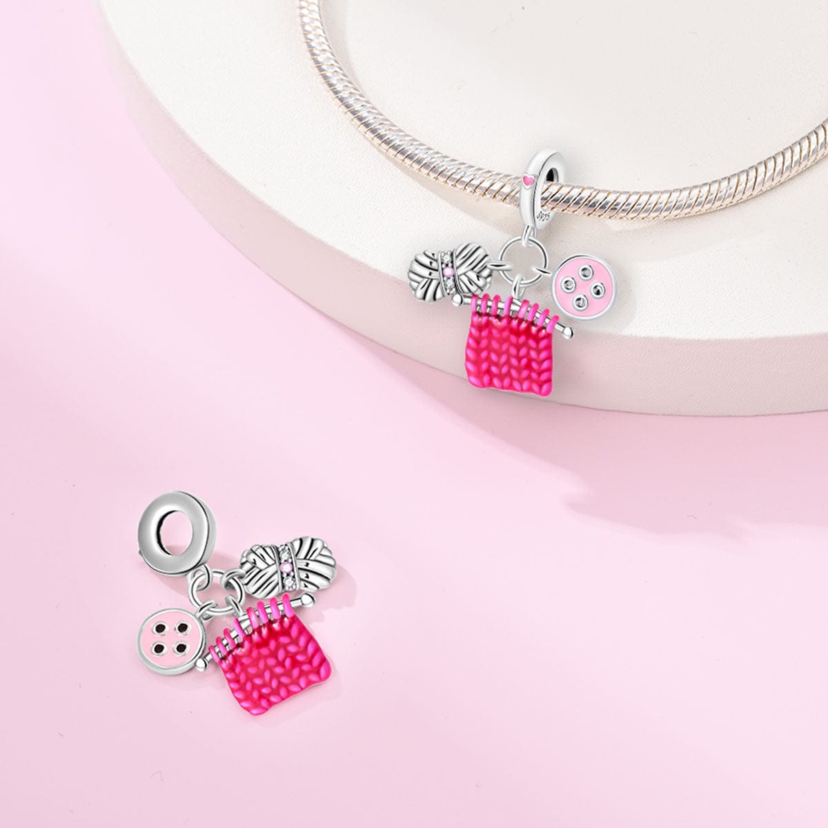 Pangama Jewelry Yarn, Knitted Fabric, & Button Charm