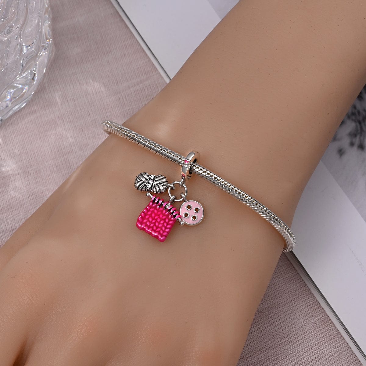 Pangama Jewelry Yarn, Knitted Fabric, & Button Charm