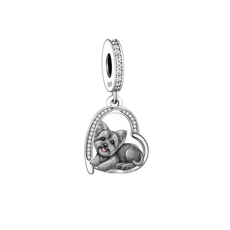 Pangama Jewelry Yorkie Love Heart Charm
