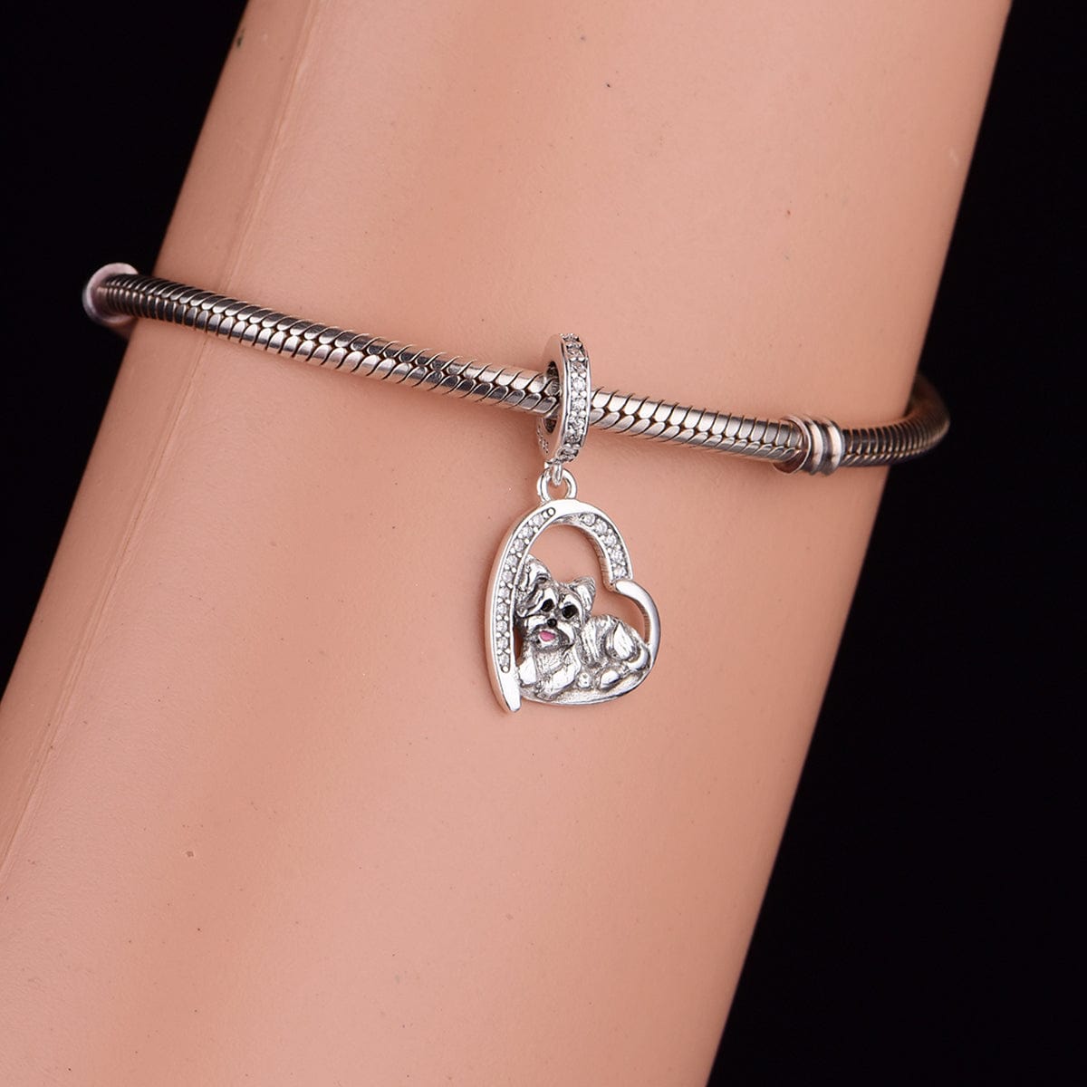 Pangama Jewelry Yorkie Love Heart Charm