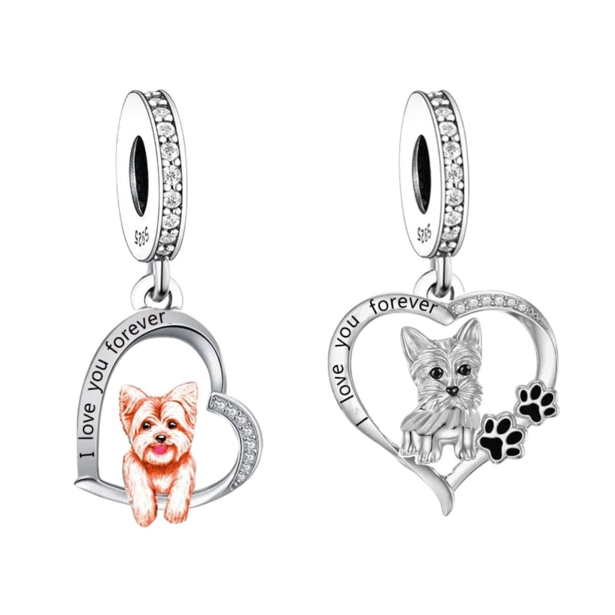 Pangama Jewelry Yorkshire Terrier Heart Dangle Charm Duo