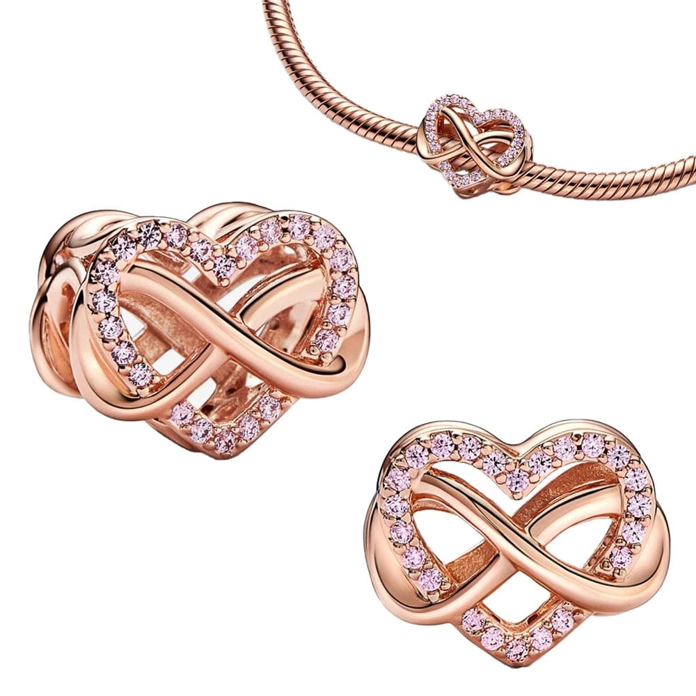 Family Infinity Pink Heart Charm