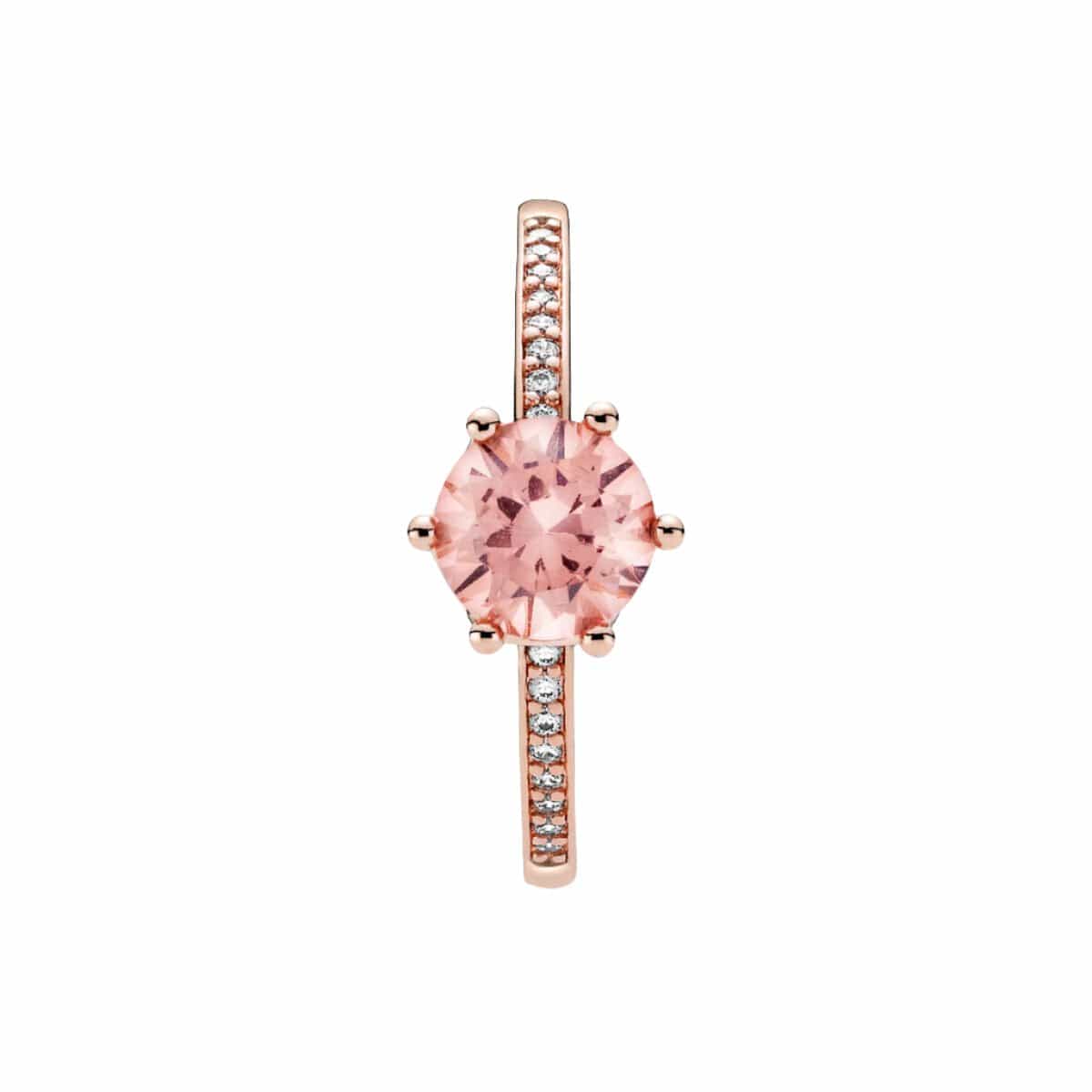 Pink Sparkling Crown Solitaire Ring