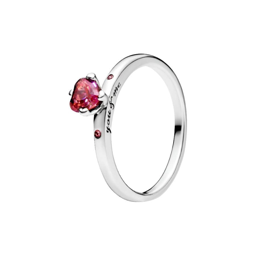 Sparkling Red Heart You And Me Ring