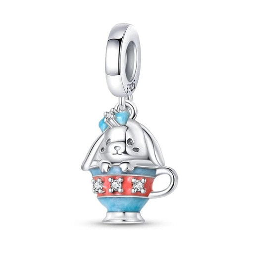 Charm Lapin en Tasse de Thé Colorée