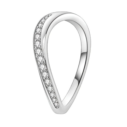Sophisticated Teardrop Crystal Accent Sterling Silver Ring