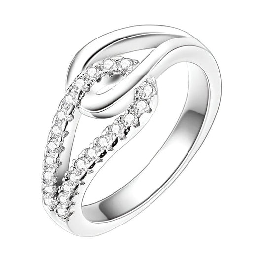 S925 Sterling Silver Infinity Loop Ring with Crystals