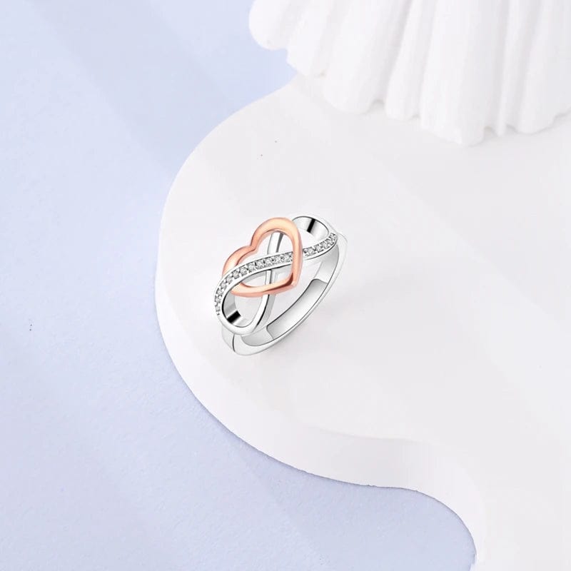 Two-Tone Heart Knot S925 Sterling Silver Ring