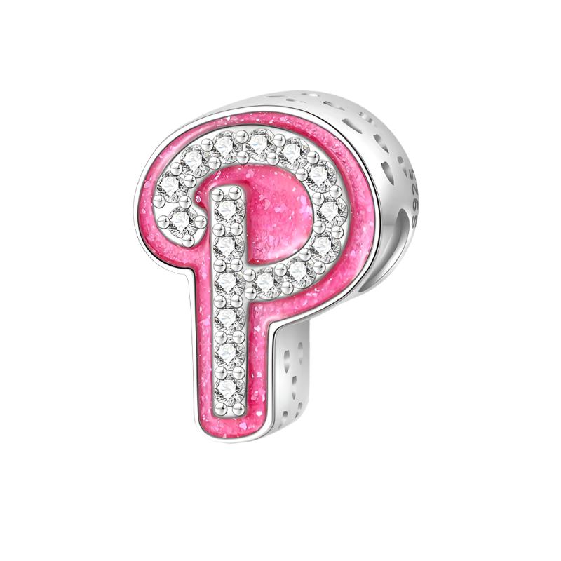 Rosa Bokstav A~Z Alphabet Charm