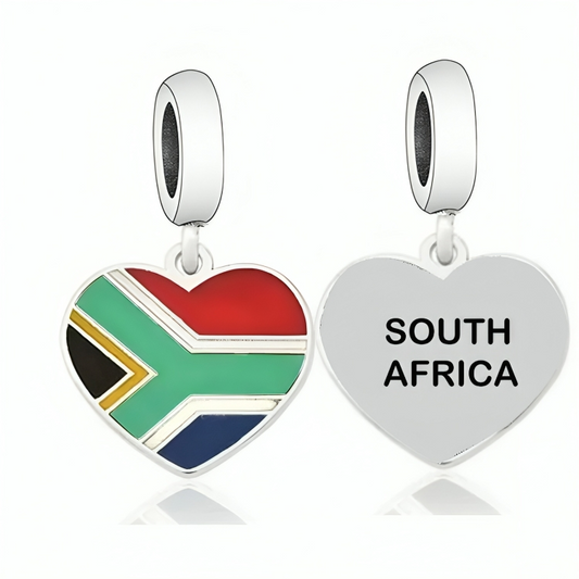South Africa Flag Heart Dangle Charm