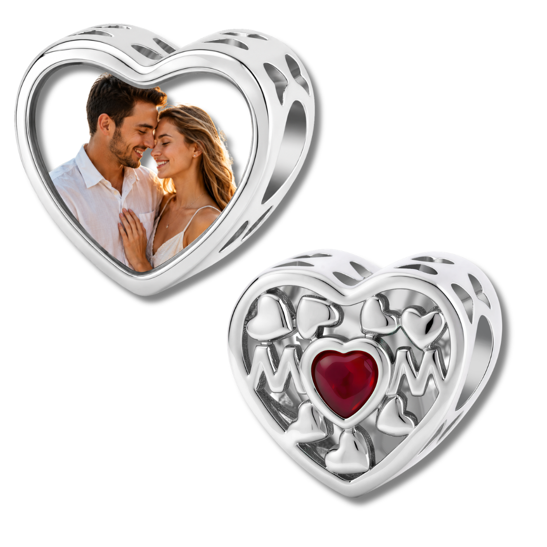 Charm de foto con corazón personalizado para mamá