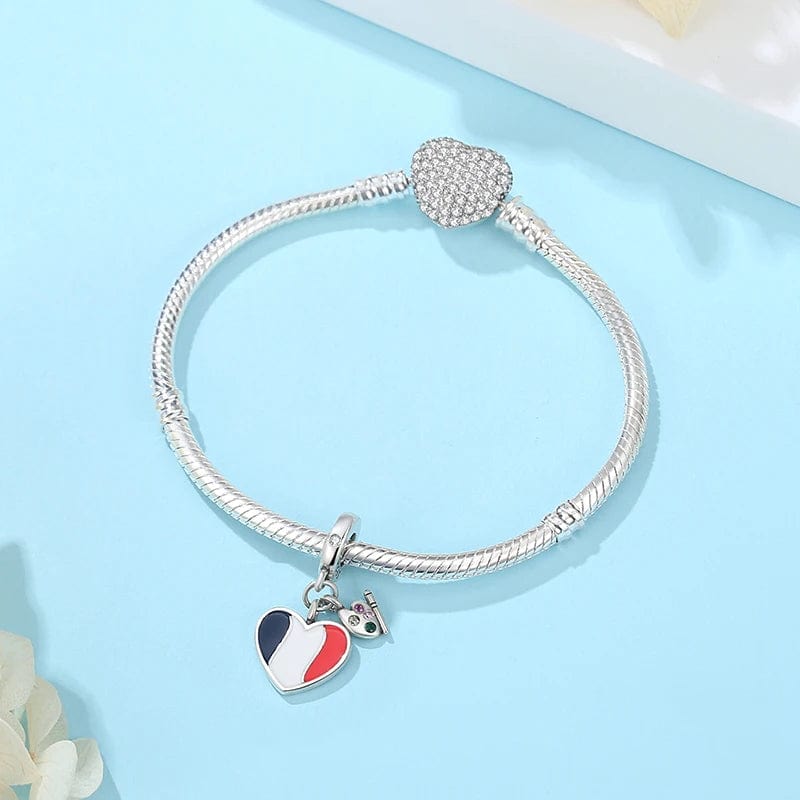 France Flag Heart & Palette Charm